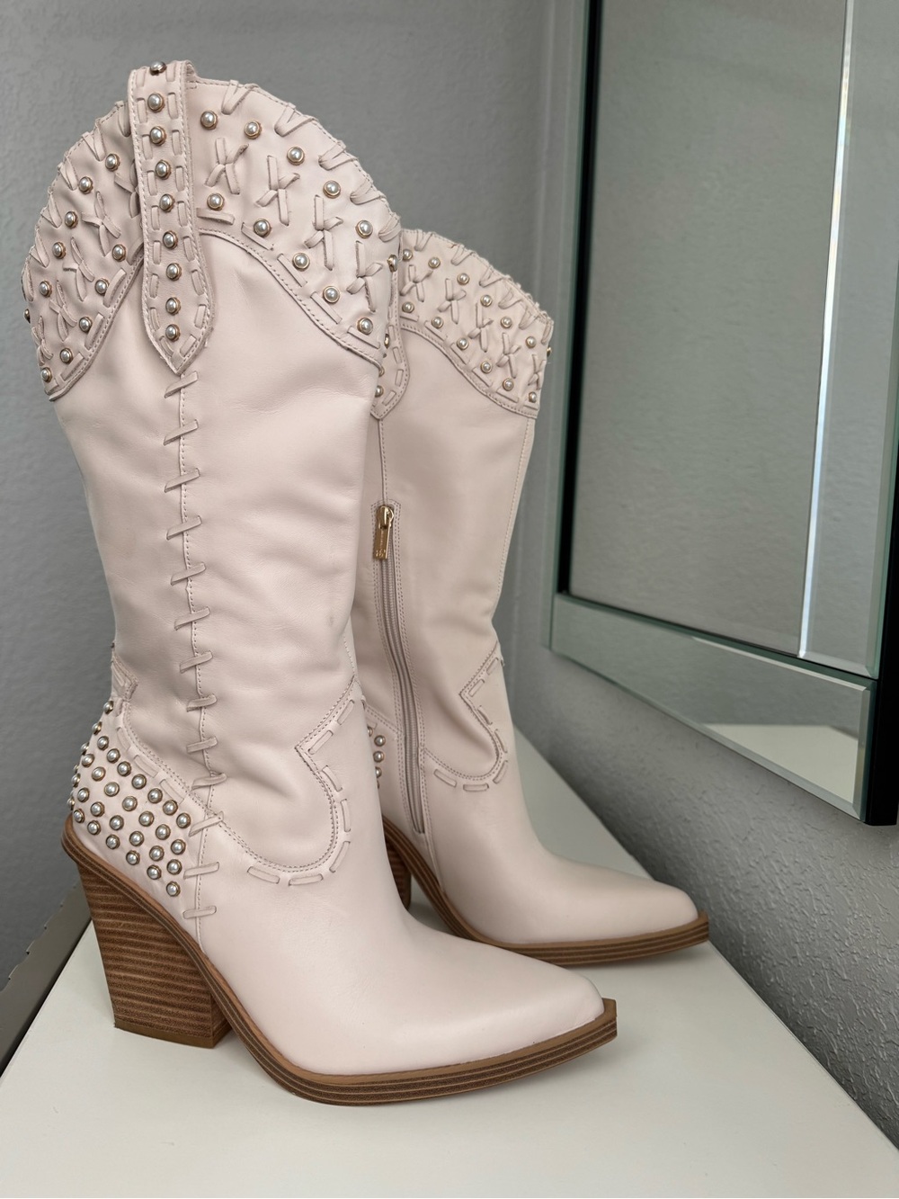 Jessica Simpson Blush Studded Western High Heel Boots